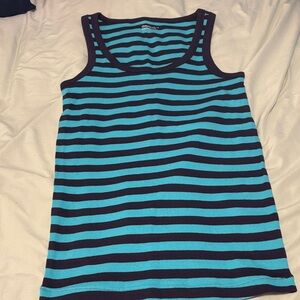 GAP Turquoise and Black Striped Tank Top